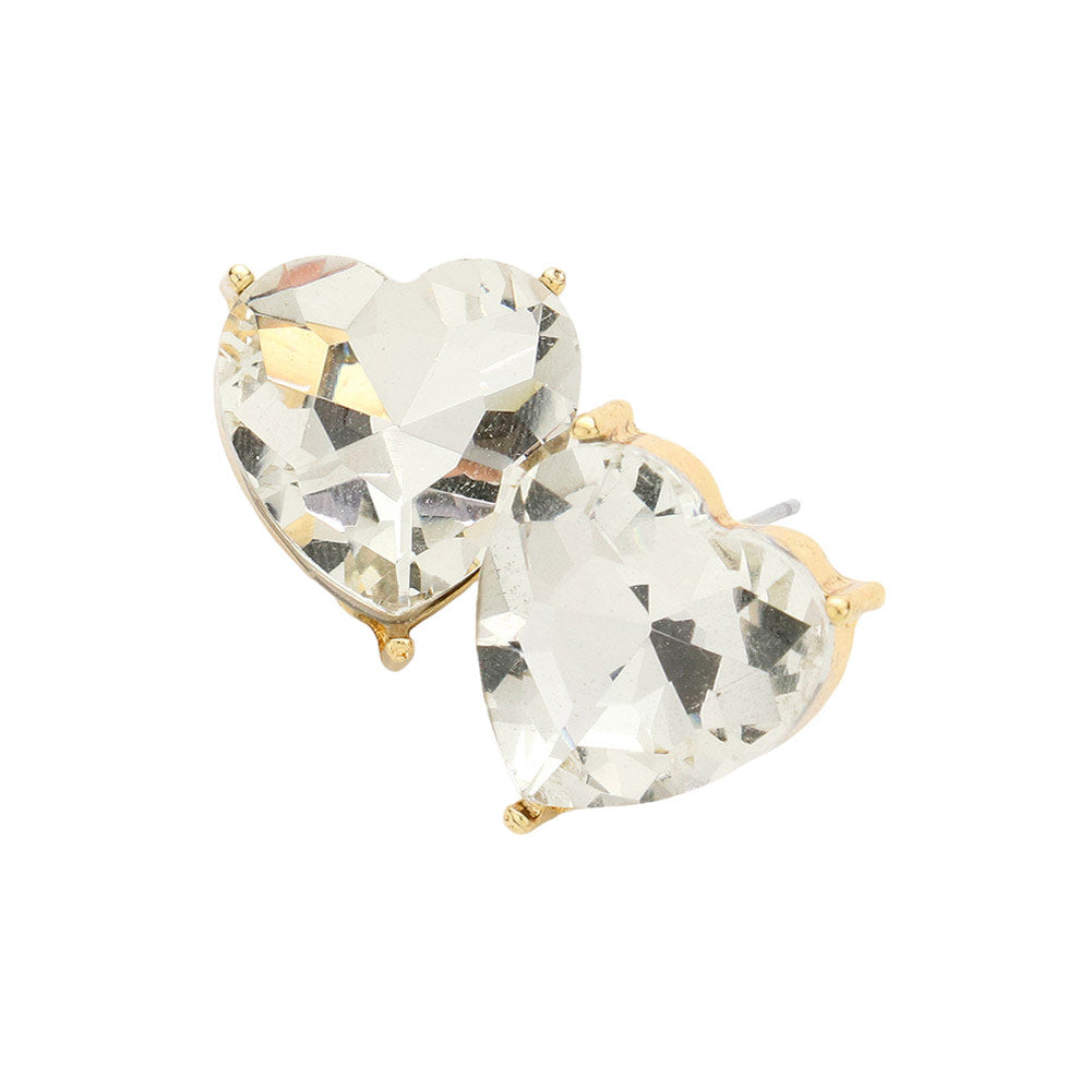 Gold Heart Stone Evening Stud Earrings, get ready with these evening earrings to receive the best compliments on any special occasion and Valentine's Day. These classy evening earrings are the perfect gift for your lovers, mothers, friends, and family members on Valentine's Day and any special occasion.