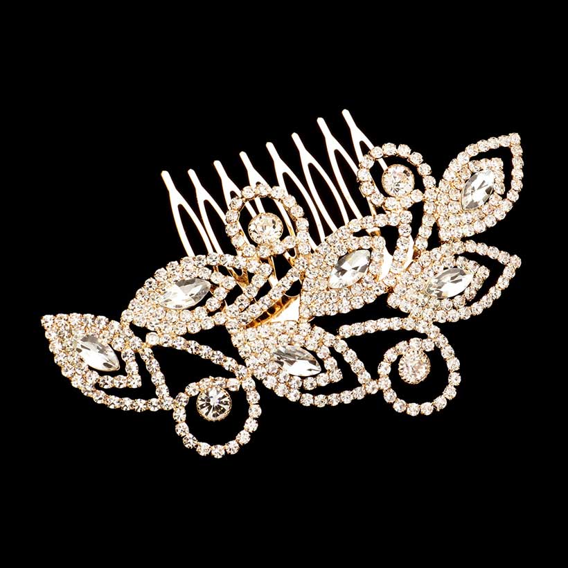 Gold Marquise Stone Accented Hair Comb, elevate any ensemble with this glamorous hair comb, featuring a marquise stone centerpiece and delicate mesh accents. The beautifully crafted design hair comb adds a gorgeous glow to any special outfit. These are Perfect Anniversary Gifts, and also ideal for any special occasion.