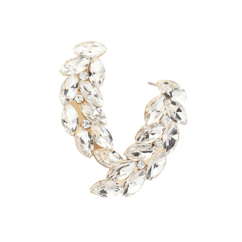 Marquise Stone Cluster Evening Earrings - Gold