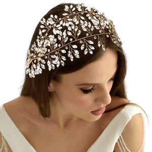 Gold Marquise Stone Cluster Vine Bun Wrap Headpiece Necklace, this stunning Wedding & Bridal themed headpiece is created using glittering and beautiful Cluster Vine that accents the beauty to a greater extent with a classy look. Wear this headpiece for a textured lovely feel and show your perfect choice. 