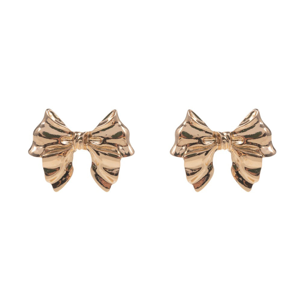 Gold Metal Bow Earrings will add a touch of elegance and sophistication to any outfit. Made from high-quality metal, they are durable and comfortable to wear. The unique bow shape adds a delicate touch to these earrings. Perfect for both casual and formal occasions. A lovely gift choice for any fashion forwarded individual.