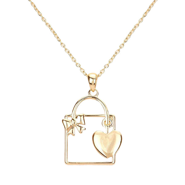 Gold Metal Cut Out Ribbon Heart Lock Pendant Necklace, is a beautiful addition to showing off your lovely heart in a stylish way. It's a complete glamor that amps up your beauty to a greater extent. An excellent gift idea for the persons you love and care about the most. It makes your look unique and attracts everyone to smile at you with joy.