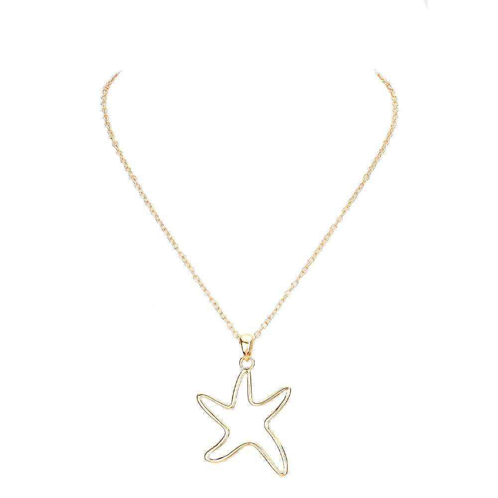 Gold Metal Cut Out Starfish Pendant Necklace, get ready with this necklace to receive the best compliments on any occasion. Put on a pop of color to complete your ensemble in perfect style. A perfect gift accessory for persons who love starfish or sea creatures. It's an excellent gift for your friends, family, or loved ones