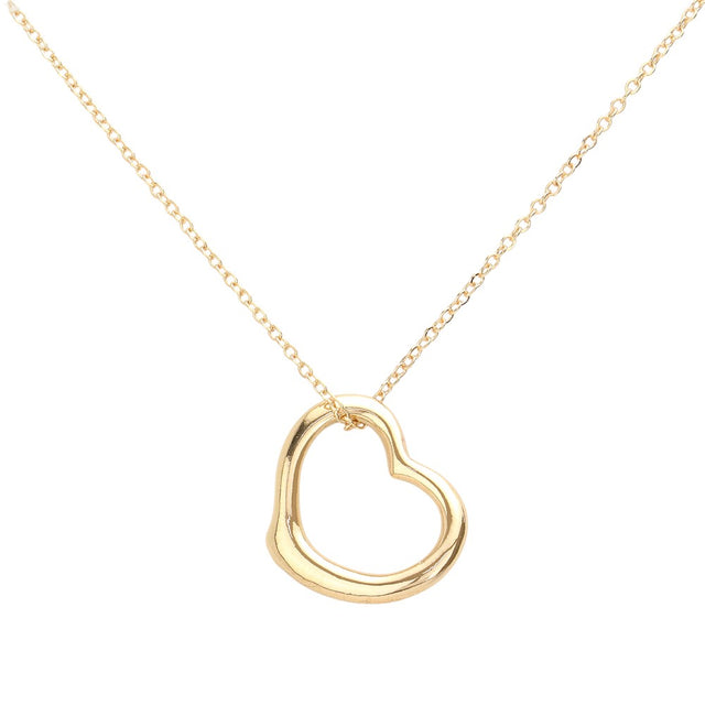 Metal Heart Cut out Pendant Necklace - Gold - Necklaces