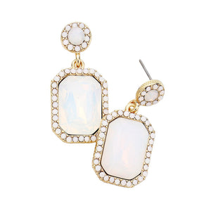Gold Opal Rhinestone Rectangle Stone Evening Earrings, boast an elegant, timeless design with glistening rhinestones to add a touch of sophistication to your look. The alloy metal is sturdy and durable, making these earrings perfect for any special occasion or day-to-day wear. An exquisite gift for loved ones on any special day.