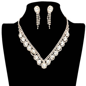 Gold Oval Stone Accented V Shaped Rhinestone Necklace Earring Set, get ready with these oval stone accented necklaces to receive the best compliments on any special occasion. Put on a pop of color to complete your ensemble and make you stand out on special occasions. Perfect for adding just the right amount of shimmer & shine and a touch of class to special events.