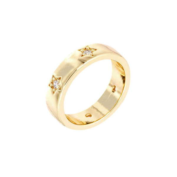 Gold-Gold Plated CZ Embellished Star Metal Band Ring is the perfect accessory for any occasion. Its elegant design, featuring a sparkling CZ star, adds a touch of sophistication to any outfit. With its durable metal band, this ring is both stylish and long-lasting, making it a great addition to any jewelry collection. 