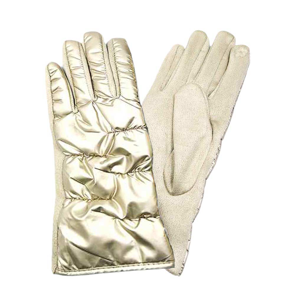 Gold-Puffer Smart Touch Gloves, Perfect combination of style and functionality. With their innovative design, you can easily use your touch screen devices without having to remove your gloves. Made with high-quality materials, these gloves are both durable and comfortable, making them an ideal choice for the colder months
