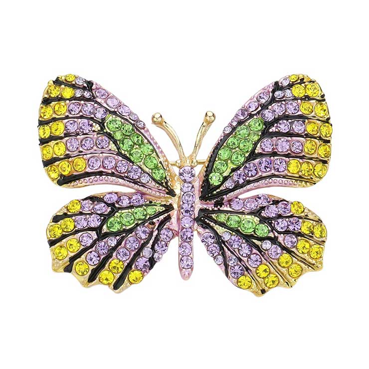 Gold Purple Rhinestone Pave Butterfly Pin Brooch adds a touch of elegance to any outfit. Featuring dazzling rhinestones in a pave butterfly design, this pin exudes a sophisticated and polished look. Perfect for both casual and formal occasions, this versatile accessory will elevate any ensemble.