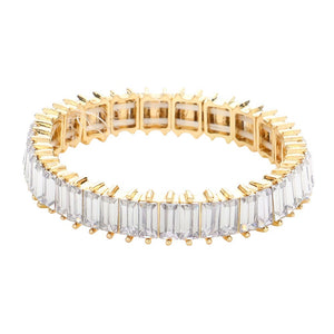 Gold Rectangle Stone Stretch Evening Bracelet, This Rectangle Stone Stretch Evening Bracelet adds an extra glow to your outfit. Pair these with tee and jeans and you are good to go. Jewelry that fits your lifestyle! It will be your new favorite go-to accessory. create the mesmerizing look you have been craving for! Can go from the office to after-hours with ease, adds a sophisticated glow to any outfit on a special occasion