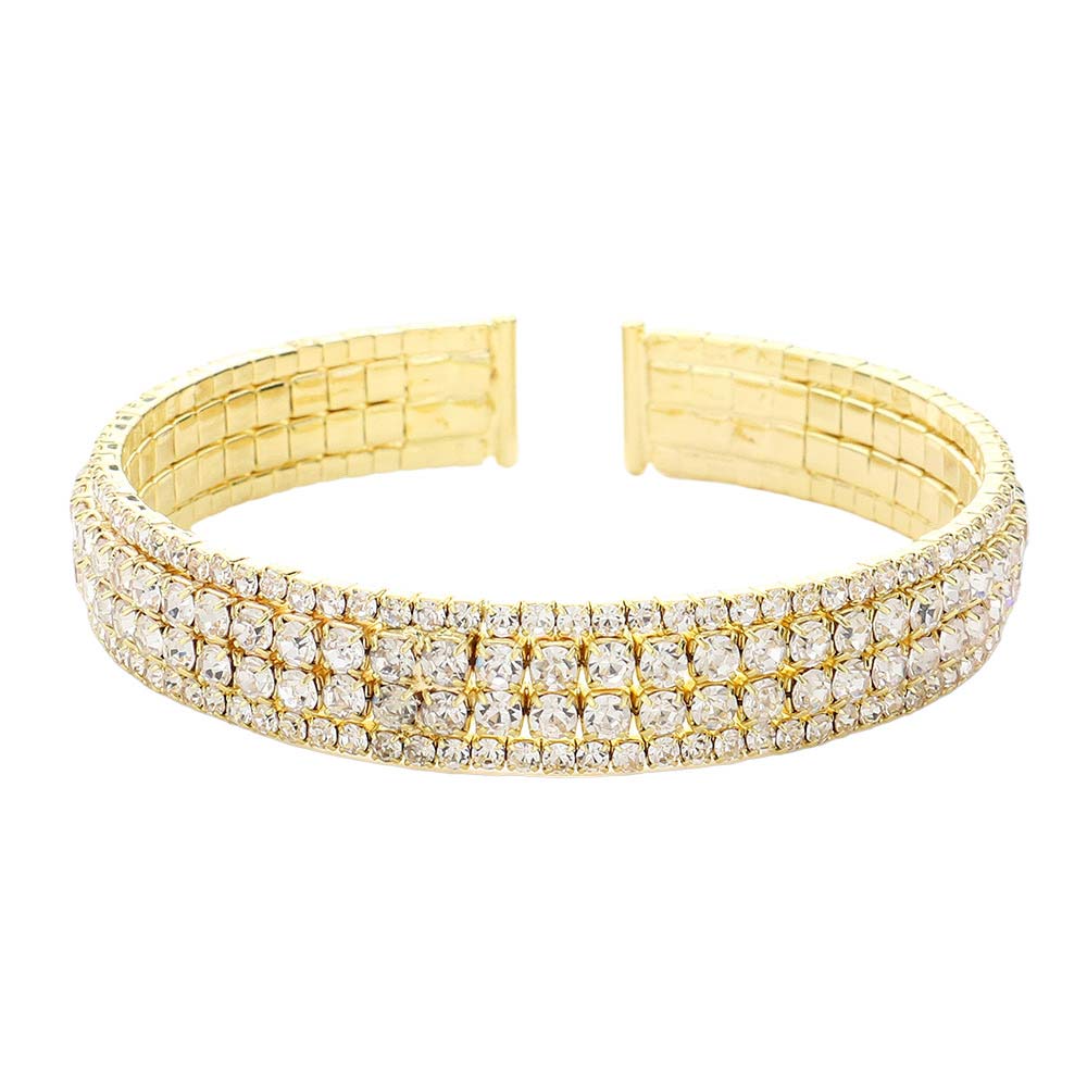 Gold Rhinestone Pave Cuff Evening Bracelet, this sparkling bracelet is perfect for special occasions. This evening bracelet will make any outfit exclusive. It looks so pretty, bright, and elegant on any special occasion. This is the perfect gift, especially for your friends, family, and the people you love and care about.