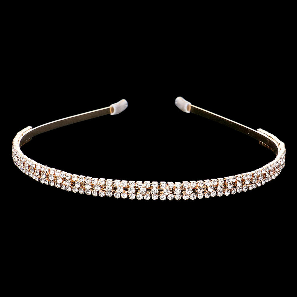Gold Rhinestone Pave Headband is a perfect accessory for any special occasion. Its sparkling rhinestones add a touch of elegance to any outfit. Made with high-quality materials, it offers long-lasting wear and a comfortable fit. Perfect for birthdays, parties, weddings, prom outfits, or any meaningful special events.