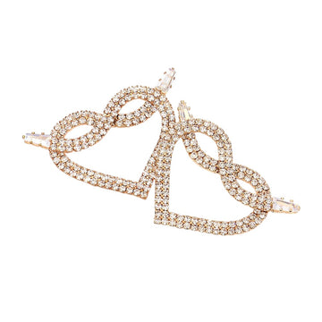 Gold Rhinestone Pave Heart Earrings add a touch of glamour to any outfit. Made with sparkling rhinestones, they are perfect for special occasions or everyday wear. The pave setting provides a secure hold while adding a subtle shine. Elevate your style with these timeless earrings.