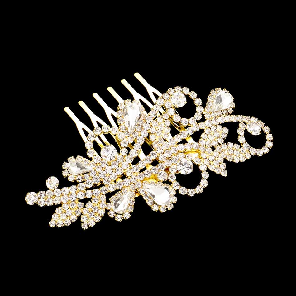 Gold Round Teardrop Stone Accented Hair Comb, amps up your hairstyle with a glamorous look on special occasions with this Hair Comb! Add spectacular sparkle to your hair that brightens your moments with joy. Perfect for adding just the right amount of shimmer & shine. It will add a touch of class to all special events.