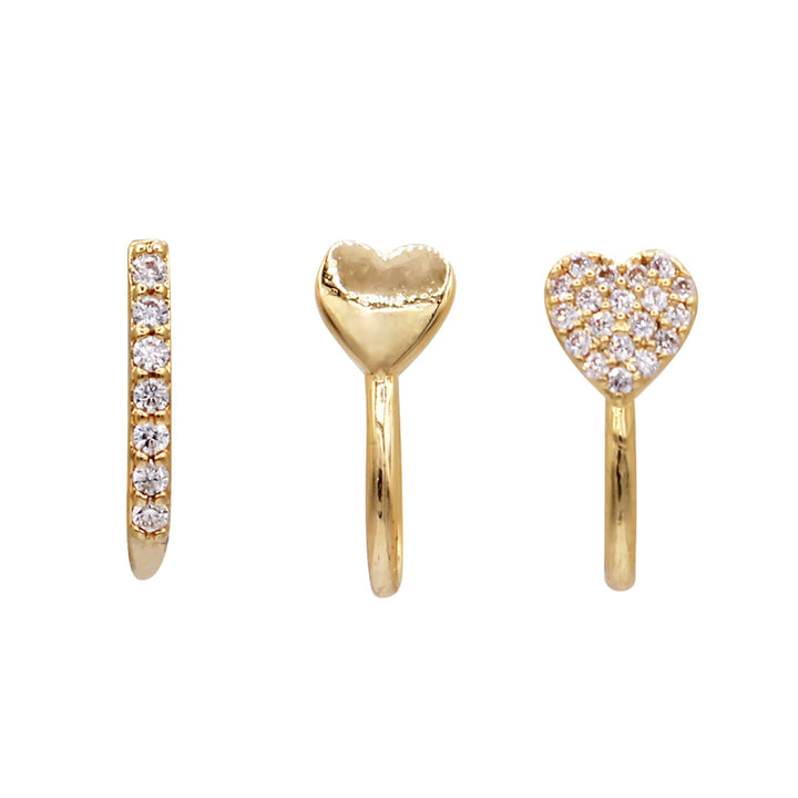 Gold Secret Box 14K Gold Dipped Heart Bar Nose Clips, Express yourself in a unique way with these nose clips that effortlessly blend classic charm with a modern edge. Crafted with precision, features a delicately curved bar adorned with a dainty heart-shaped accent. Perfect gift for any occasion.