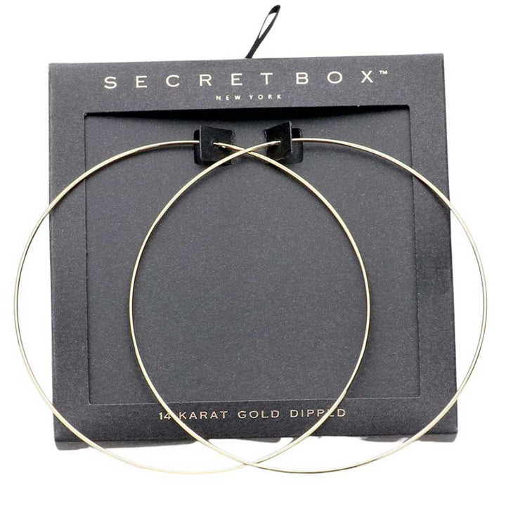 Gold Secret Box Gold Dipped Oversized Hoop Earrings, are fun handcrafted jewelry that fits your lifestyle, adding a pop of pretty color. Enhance your attire with these vibrant artisanal earrings to show off your fun trendsetting style. Great gift idea for your Wife, Mom, your Loving one, or any family member.