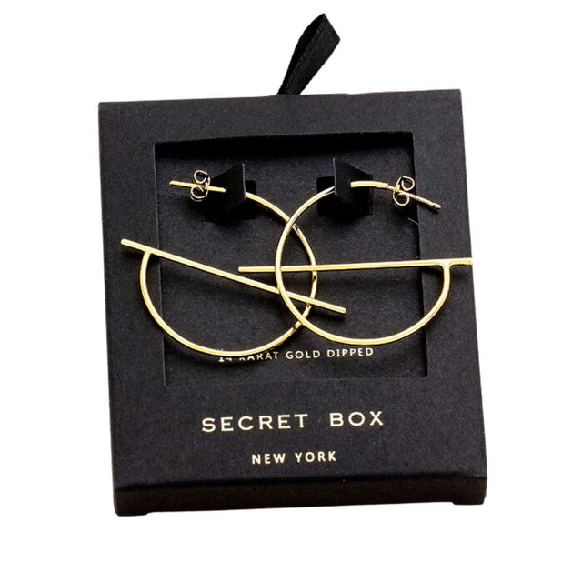 Gold Secret Box Sterling Silver Dipped Geometric Hoop Earrings, are fun handcrafted jewelry that fits your lifestyle, adding a pop of pretty color. Enhance your attire with these vibrant artisanal earrings to show off your fun trendsetting style. Great gift idea for your Wife, Mom, your Loving one, or any family member.