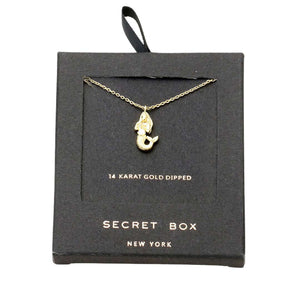 Gold Secret Box Sterling Silver Dipped Mermaid Pendant Necklace, is an exquisite necklace that will surely amp up your beauty and show your perfect class anywhere, any time. Perfect gift for Birthday, Anniversary, Mother's Day, anniversary, Graduation, Prom Jewelry, Just Because, Thank you, or Charm Necklace.