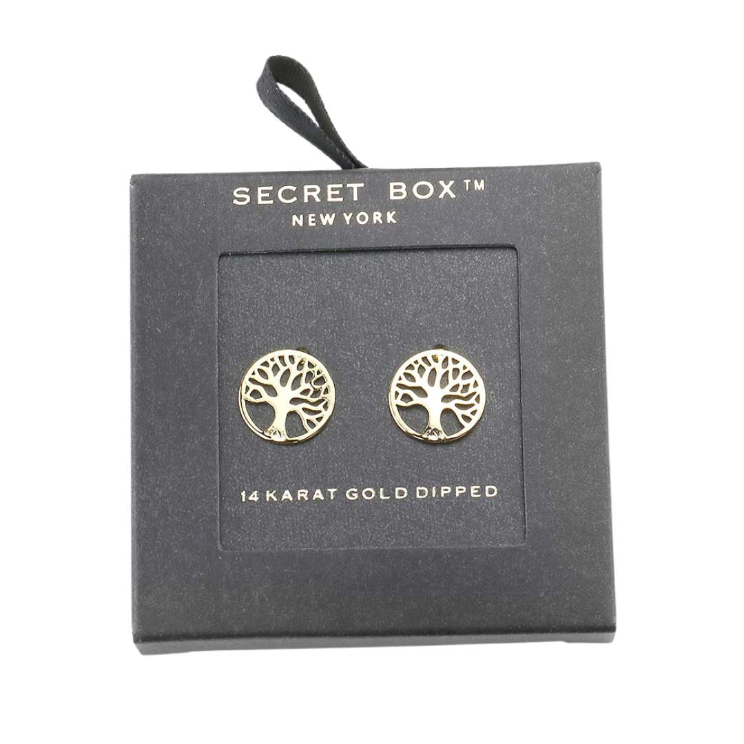 Silver Secret Box Sterling Silver Dipped Metal Tree Stud Earrings, are fun handcrafted jewelry that fits your lifestyle, adding a pop of pretty color. Enhance your attire with these vibrant artisanal earrings to show off your fun trendsetting style. Great gift idea for your Wife, Mom, your Loving one, or any family member.