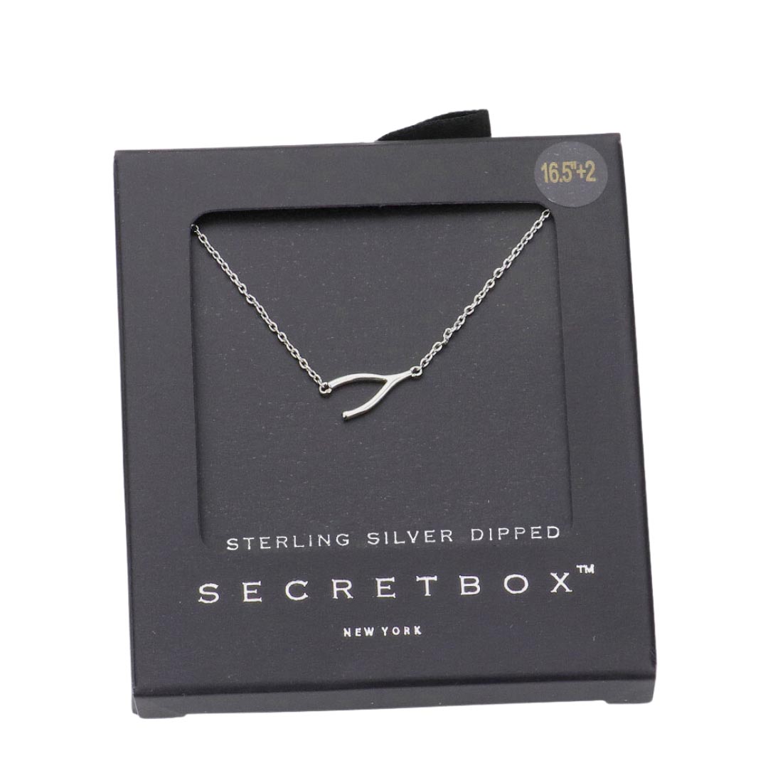 Gold Secret Box Sterling Silver Dipped Wishbone Pendant Necklace, is an exquisite necklace that will surely amp up your beauty and show your perfect class anywhere, any time. Perfect Birthday Gift, Anniversary Gift, Mother's Day Gift, Anniversary Gift, Graduation Gift, Prom Jewelry, Just Because Gift, Thank You Gift.