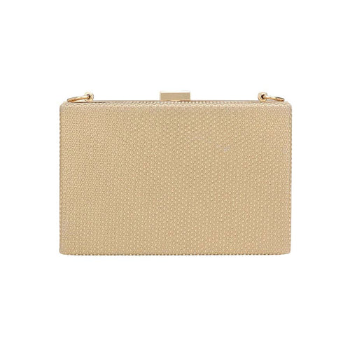 Bolso de mano de noche rectangular brillante tipo bandolera - Oro