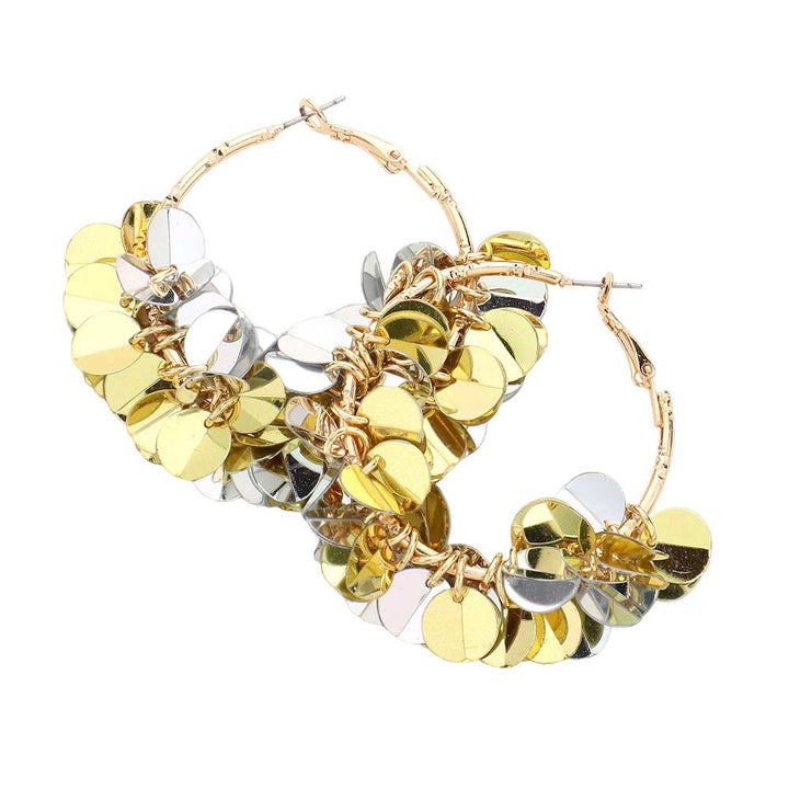 Gold Silver Sequin Dangle Hoop Earrings, are fun handcrafted jewelry that fits your lifestyle, adding a pop of pretty color. Enhance your attire with these vibrant artisanal earrings to show off your fun trendsetting style. Great gift idea for your Wife, Mom, your Loving one, or any family member.