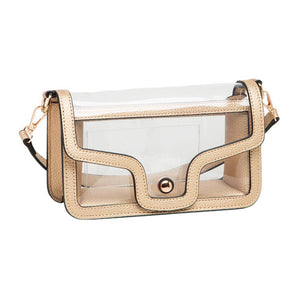 Gold Solid Faux Leather Transparent Rectangle Shoulder Bag, is sophisticated and stylish. Crafted with durable, high-quality faux leather, it features a transparent rectangular shape for a chic look. Carry it to your next dinner date or social event to add a touch of elegance. Perfect Gift for fashion enthusiasts.