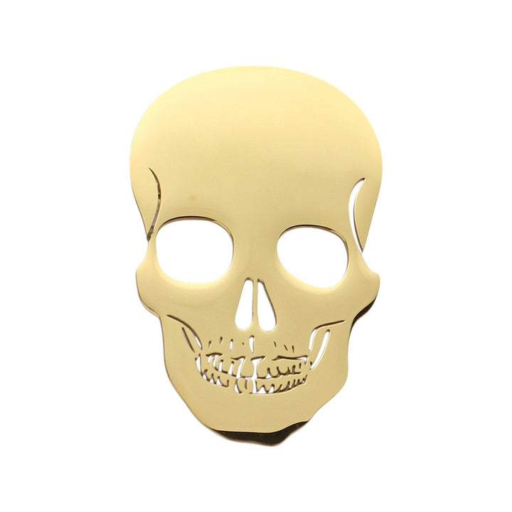 Gold Stainless steel cutout skull pin brooch is the perfect accessory for any outfit. Made with high-quality stainless steel, this brooch is both durable and stylish. The cutout design adds a unique touch to your look. A must-have for any fashion-forward individual.