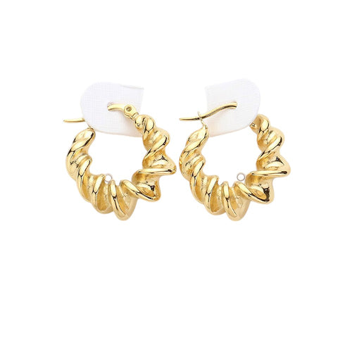 Stainless Steel Spiral Hoop Pin Catch Earrings - Assorted
