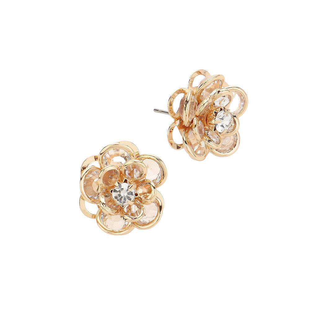 Gold Stone Pointed Flower Stud Earrings add a touch of elegance to any outfit. With their precision-cut stones and delicate flower design, these earrings are perfect for both casual and formal occasions. The pointed shape creates a unique and eye-catching look, making them a beautiful addition to your jewelry collection.