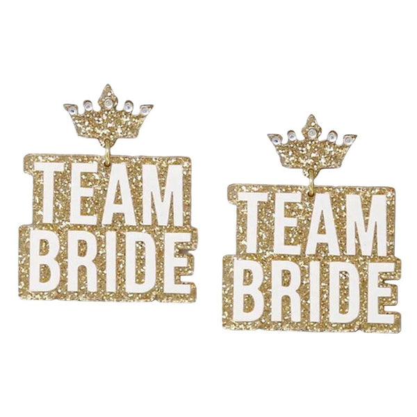 Gold Team Bride Acrylic Drop Earrings, are beautifully designed with a Message theme that will make a glowing touch on everyone. These team bride acrylic drop earrings set you apart from everyone else. Due to this, all eyes are fixed on you. These are awesome gift ideas for your loved one or yourself.