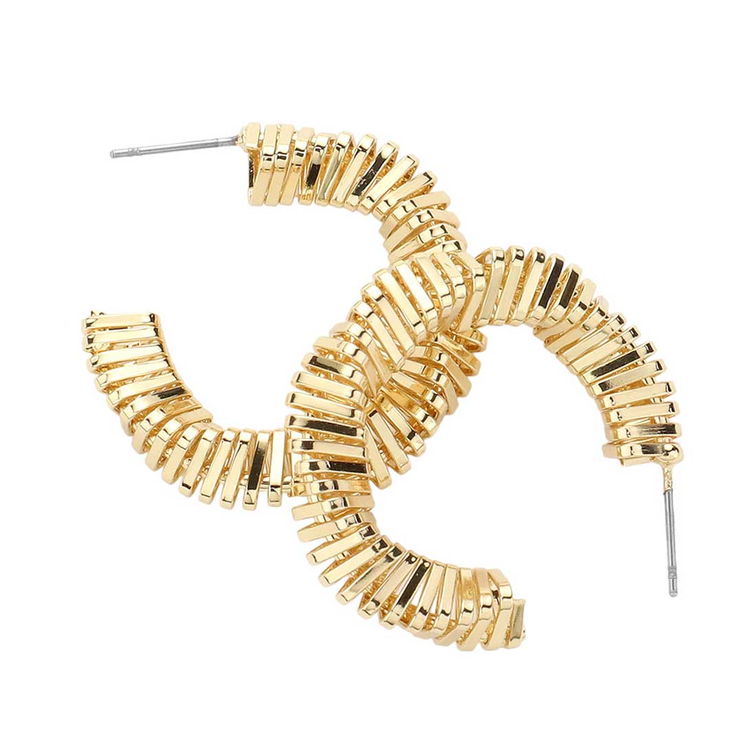 Gold Twisted Metal Hoop Earrings, are fun handcrafted jewelry that fits your lifestyle, adding a pop of pretty color. Enhance your attire with these vibrant artisanal earrings to show off your fun trendsetting style. Great gift idea for your Wife, Mom, your Loving one, or any family member.