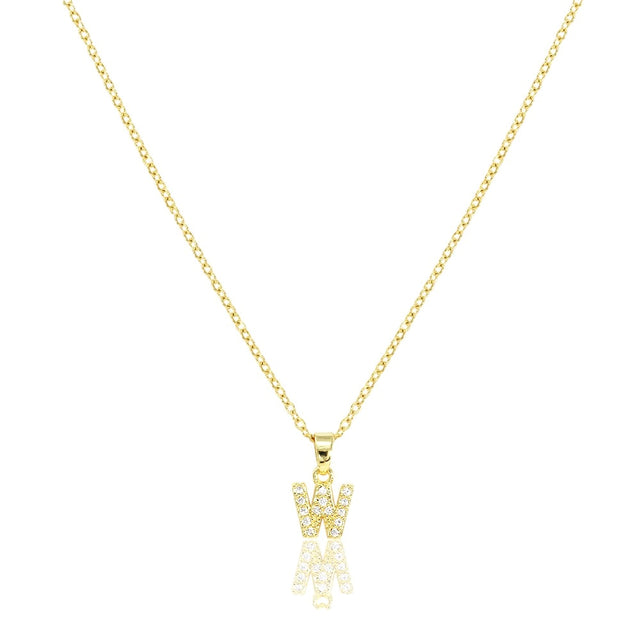 Gold W Stainless Steel CZ Stone Paved Monogram Pendant Necklace is a stylish and elegant accessory made from high-quality stainless steel. Its intricate design features pave-set cubic zirconia stones, adding a touch of sparkle to any outfit. Perfect for monogram lovers and those who appreciate fine craftsmanship.