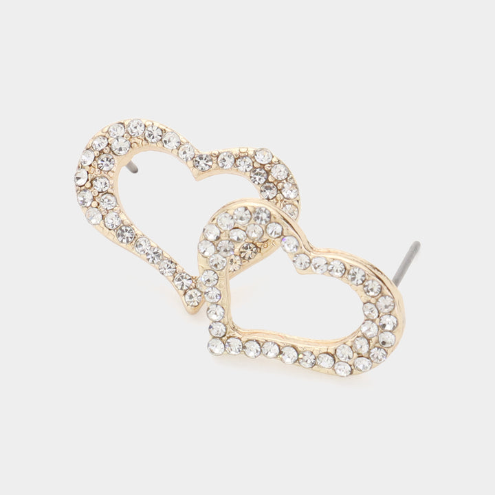 Gold Crystal Heart Cut-Out Stud Earrings bring a touch of elegance to any outfit. Crafted with high-quality crystal, they sparkle beautifully and capture attention. Featuring a delicate heart cut-out design, these versatile earrings are suitable for any occasion 