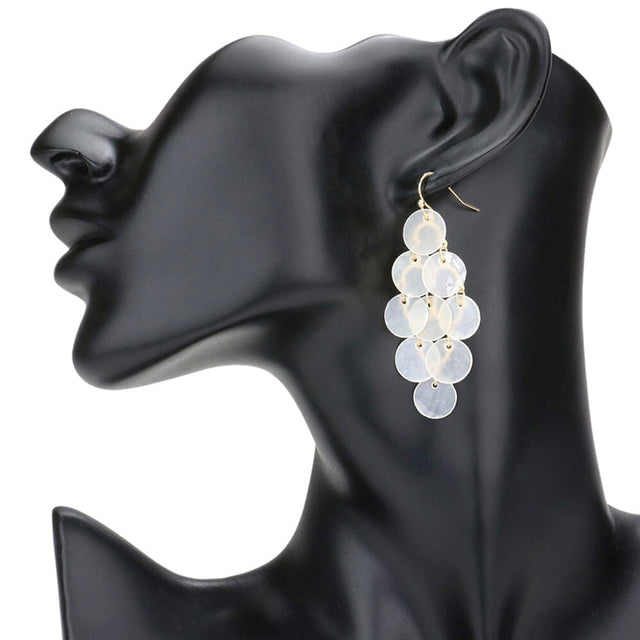 Mother of Pearl Cluster Vine Link Dangle Earrings - Earrings