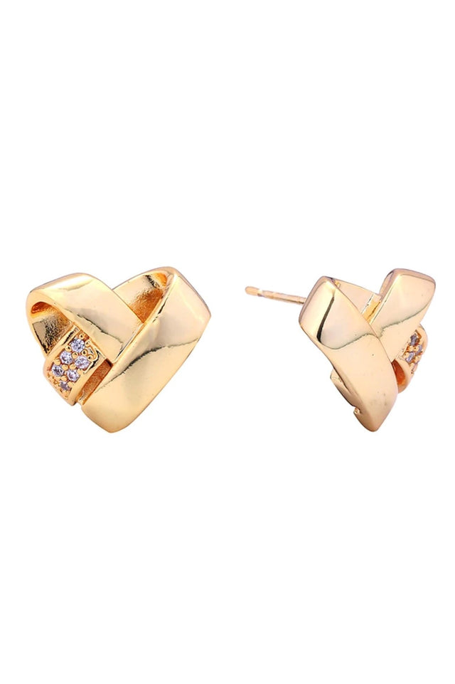 Gold Delicate broken heart design crafted in 14K gold and white dipped brass, adorned with sparkling cubic zirconia pavé stones. These hypoallergenic post earrings measure 1.6cm in diameter, making them the perfect everyday accessory. Lead and nickel compliant for sensitive skin. A meaningful piece that combines elegance with comfort.