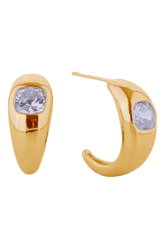 Gold Elevate your everyday look with these stunning 14K Gold and White Gold Dipped Chunky CZ Inset Post Earrings. Crafted from hypoallergenic brass with brilliant cubic zirconia stones, these 2cm diameter earrings deliver luxury sparkle without the luxury price tag. Made in Korea with meticulous attention to detail, they're lead and nickel compliant for worry-free wear.