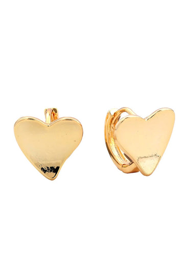 Gold Delicate crushed heart post earrings crafted in brass with 14K gold and white dipping. Each earring measures 1.4cm in diameter, offering a subtle yet striking statement piece. Hypoallergenic design ensures comfortable all-day wear, while lead and nickel compliance guarantees safety and peace of mind. Perfect for everyday elegance or layering with other styles.