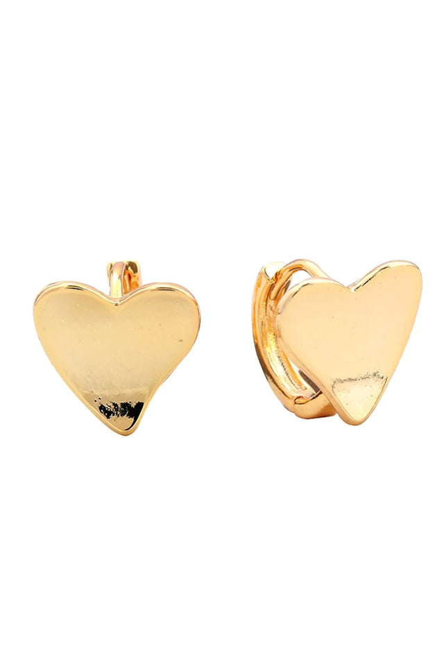 Gold Delicate crushed heart post earrings crafted in brass with 14K gold and white dipping. Each earring measures 1.4cm in diameter, offering a subtle yet striking statement piece. Hypoallergenic design ensures comfortable all-day wear, while lead and nickel compliance guarantees safety and peace of mind. Perfect for everyday elegance or layering with other styles.