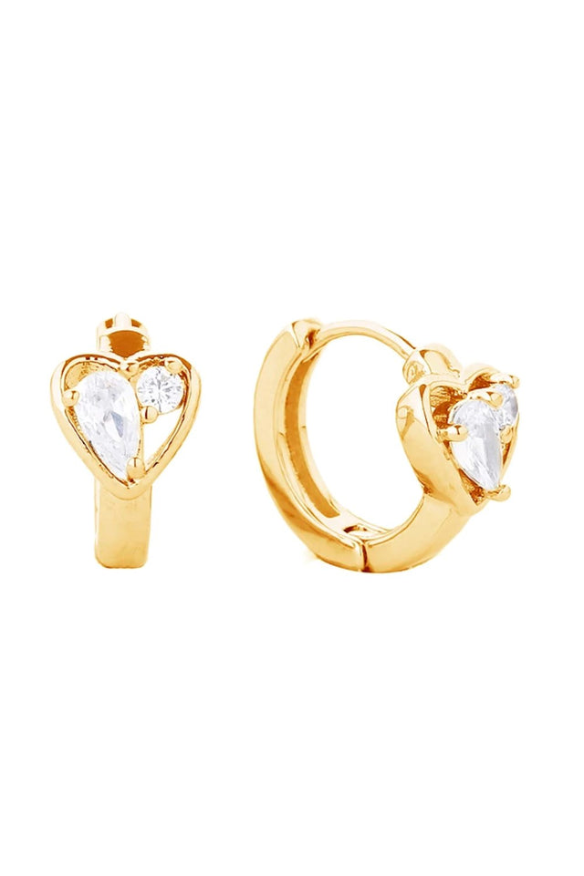 Gold Elegant huggie hoops crafted with 14K gold and white gold dipping for a luxurious finish. Features sparkling cubic zirconia pavé detailing that catches light beautifully. Made from hypoallergenic brass, perfect for sensitive ears. Compact 2.11cm diameter sits snugly against the earlobe for a refined, understated look. Lead and nickel compliant for safe, everyday wear. A versatile essential that transitions seamlessly from casual to formal occasions.