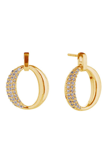 Elevate your everyday elegance with these stunning 14K Glam O Swing Post Earrings. Crafted from hypoallergenic brass and adorned with sparkling cubic zirconia, these beauties measure 1.6cm and feature a luxurious 14K gold or white gold dip finish. Expertly made in Korea and fully lead and nickel compliant, they're perfect for sensitive ears. Swing into style with confidence.