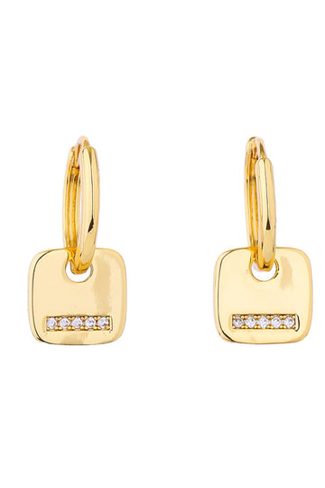 Gold Elegant huggie earrings crafted from brass with 14K gold and white dipping for a luxurious two-tone finish. Each earring features cubic zirconia pavé detailing that catches the light beautifully. With a comfortable 2.54cm diameter, these huggies sit perfectly close to the ear for a refined look. Hypoallergenic construction makes them ideal for sensitive skin, while lead and nickel compliance ensures safety and peace of mind.