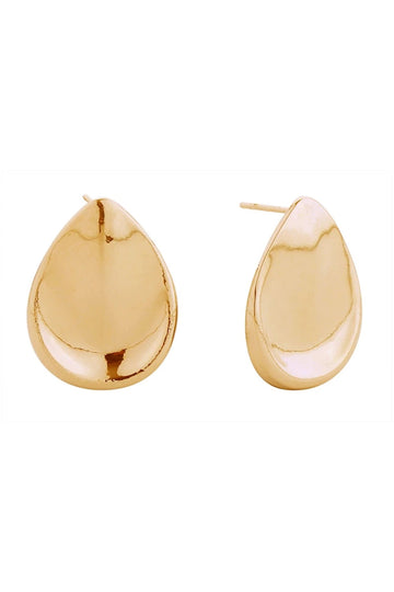 Gold Elegant 14K indented disk post earrings featuring a sophisticated concave design. Each earring measures 2cm in diameter, offering a modern yet timeless aesthetic. Crafted from hypoallergenic brass, these earrings are gentle on sensitive skin and fully lead and nickel compliant for peace of mind. Perfect for everyday wear or special occasions, they combine comfort with understated luxury.