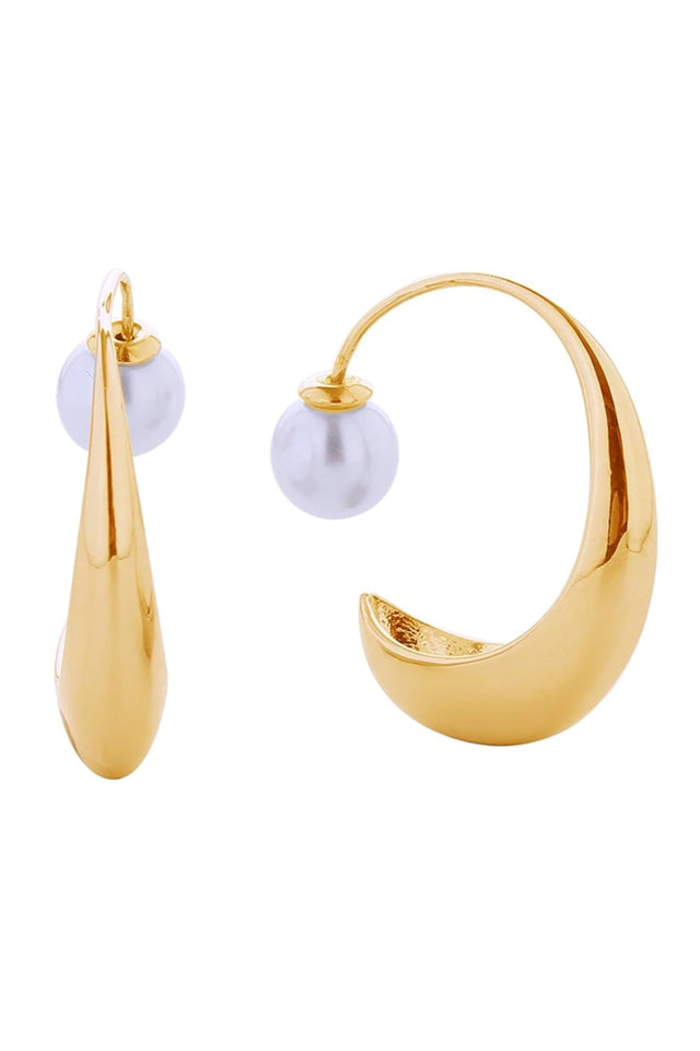 Gold Elevate your elegance with these stunning 14K Gold/White Gold dipped Large Prince Rubert Drop Pearl Earrings. Crafted from hypoallergenic brass and featuring lustrous pearls, these earrings offer timeless sophistication with a modern edge. Each earring measures 5cm in diameter, making a bold yet graceful statement.