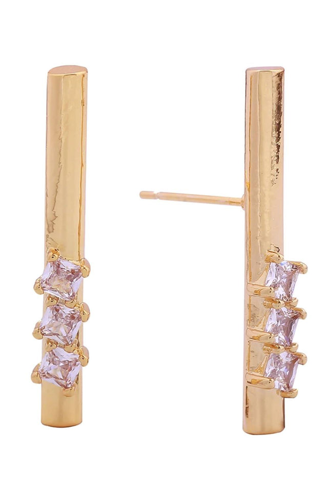 Gold Elevate your everyday elegance with these stunning 14K Gold/White Dipped Long Bar Pave CZ Post Earrings. Crafted from quality brass and adorned with sparkling cubic zirconia pavé detailing, these earrings deliver luxury-inspired style at an accessible price point. Measuring 3.1cm in diameter, they offer a sophisticated elongated silhouette that flatters any face shape. The hypoallergenic design makes them perfect for sensitive ears, while lead and nickel compliance ensures safe, worry-free wear. 