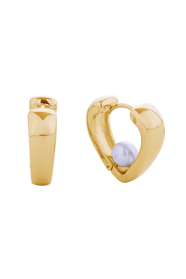 Gold Delicate 14K gold and white gold dipped huggie earrings featuring lustrous pearls. Crafted from hypoallergenic brass with a 2cm design that hugs the earlobe beautifully. Lead and nickel compliant for sensitive skin. Made in Korea with quality craftsmanship. Perfect for everyday elegance or special occasions.