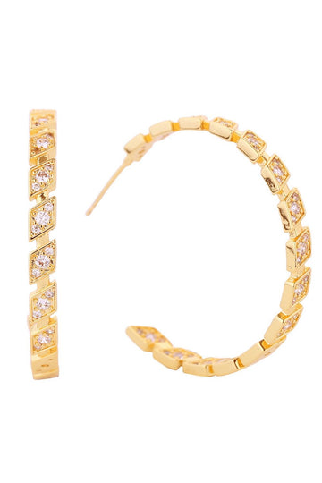 Gold Elevate your everyday elegance with these stunning 14K Gold and White Gold dipped Rhombus Eternity Hoop Earrings. Crafted with precision in Korea, these 4cm hoops feature shimmering cubic zirconia stones set in a timeless rhombus pattern that catches light beautifully from every angle. Perfect for both casual days and special occasions, these versatile hoops add instant sophistication to any outfit.