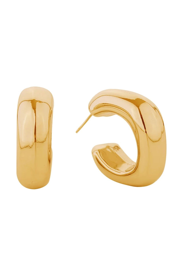 Gold Elegant rounded open square earrings crafted in brass with 14K gold and white gold dipping. Measuring 2.9cm in diameter, these lightweight statement pieces offer a modern geometric aesthetic. Hypoallergenic construction ensures comfort for sensitive skin. Lead and nickel compliant for peace of mind. Expertly made in Korea, these versatile earrings transition seamlessly from day to evening wear.