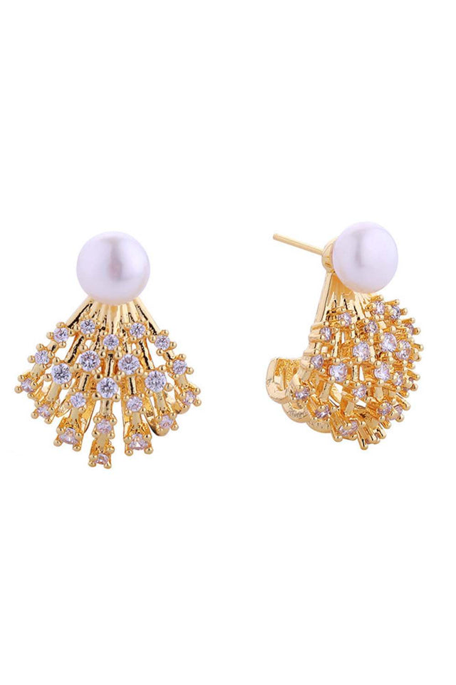 Gold Celestial elegance meets everyday wear with these 14K Gold/White Dipped Shooting Star Pearl Post Earrings. Crafted from quality brass with lustrous pearl accents and sparkling cubic zirconia details, these studs capture the magic of a starlit sky. Measuring 2.3cm in diameter, they're the perfect size for a subtle statement. Hypoallergenic construction ensures comfort for sensitive ears, while lead and nickel compliance guarantees safety and peace of mind. Versatile enough for daily wear yet elegant eno