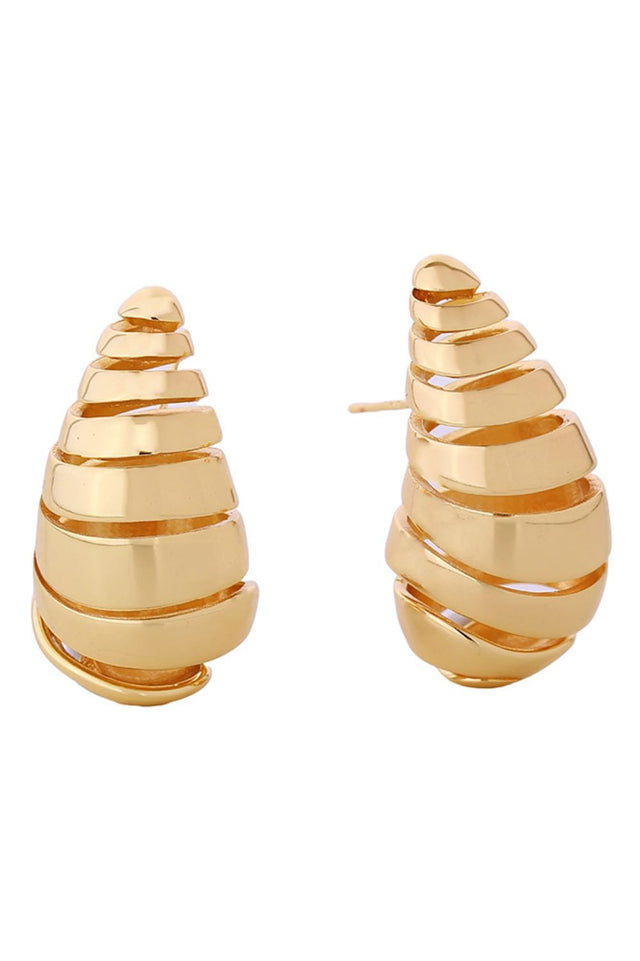 Gold Elevate your everyday look with these stunning 14K Gold/White Gold dipped spiral hollow post earrings. Crafted from hypoallergenic brass, they're gentle on sensitive skin while delivering luxurious appeal. The intricate spiral design creates beautiful dimension, measuring 3.3cm for a balanced, wearable statement. Perfect for layering or wearing solo, they transition seamlessly from day to night.